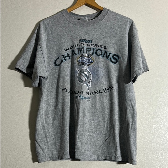 Y2K MLB Gray Florida Marlins Champions Tee - Picture 1 of 7